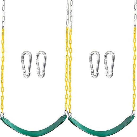 2 Pack Green Swing Seats Heavy Duty with 66" Chain Accessories Replacement - Picture 8 of 8